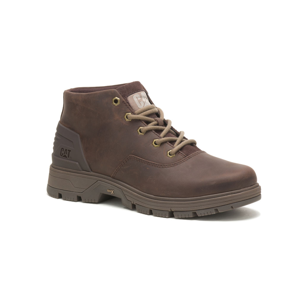 Caterpillar Boots Sale Pakistan - Caterpillar Leverage Mens Chukka Boots Dark Brown (374201-ZCF)